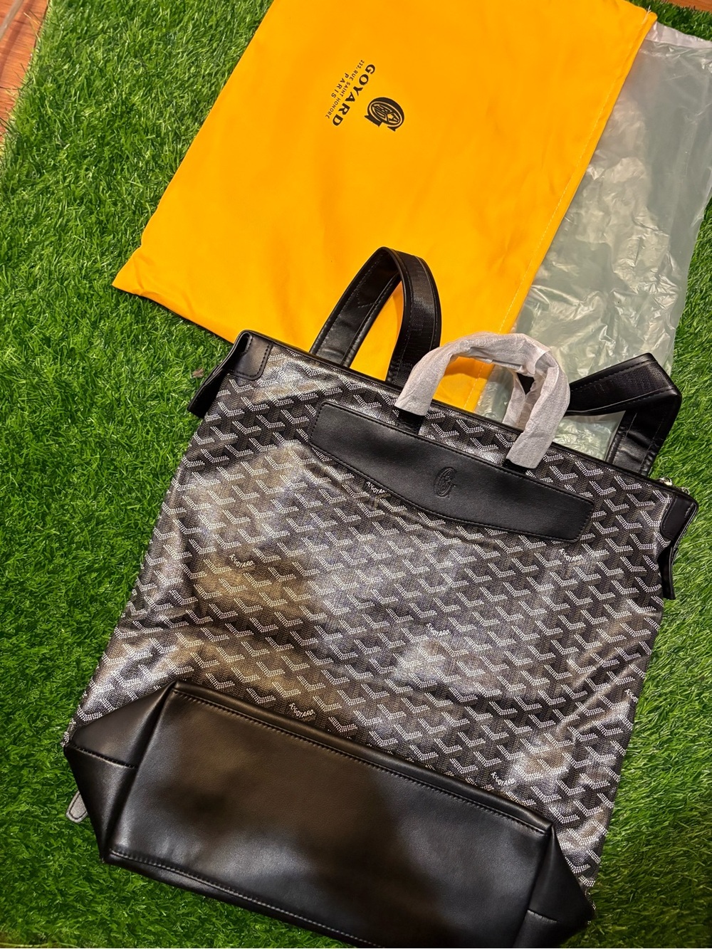 Goyard Black & Gray Chevron Backpack Tote
